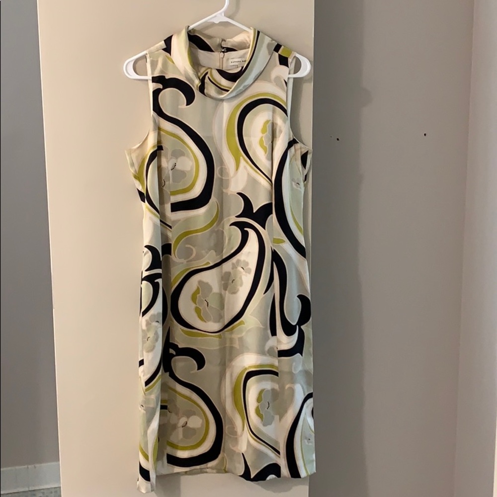 Banana Republic Sleeveless Cowl-Neck Dress in Black, White & Olive